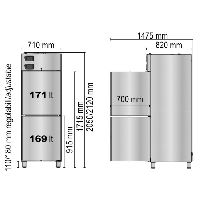 ARMOIRE MEDICAL DOUBLE TEMPERATURE, 2 PORTES, 600 L HGN0700TN+BTN MEDDOM