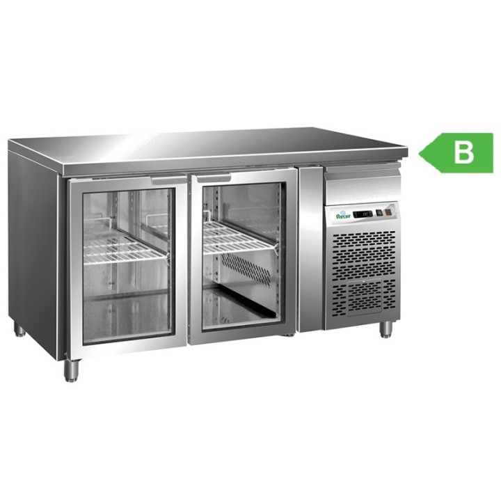 FRIGO TABLE POSITIF - 2 PORTES VITREES - PROFONDEUR 700 MM FCHP72V FORCAR