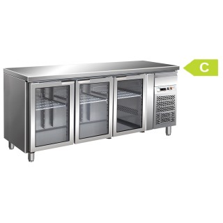 FRIGO TABLE POSITIF - 3 PORTES VITREES - PROFONDEUR 700 MM FCHP73V FORCAR