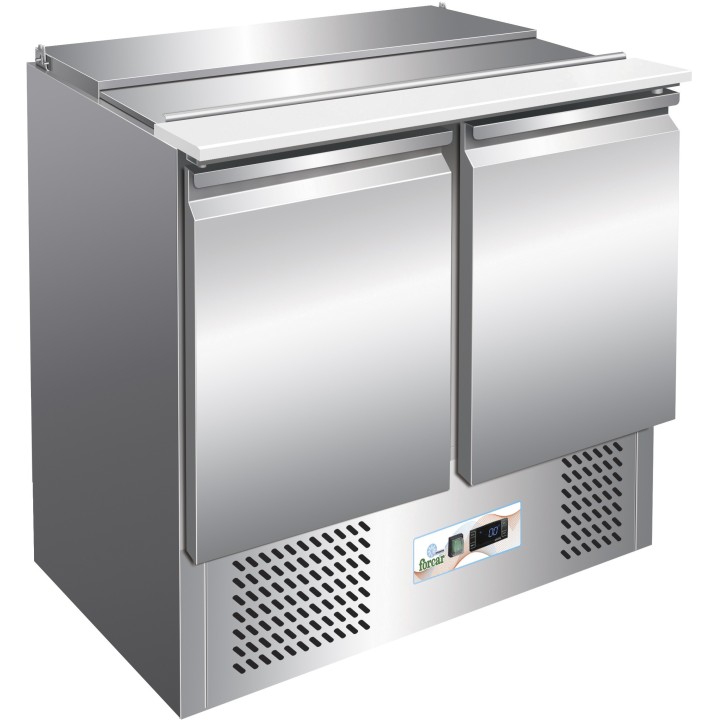 FRIGO SALADETTE, 2 DEUR, MET RVS DEKSEL FMETP1000C FORCAR
