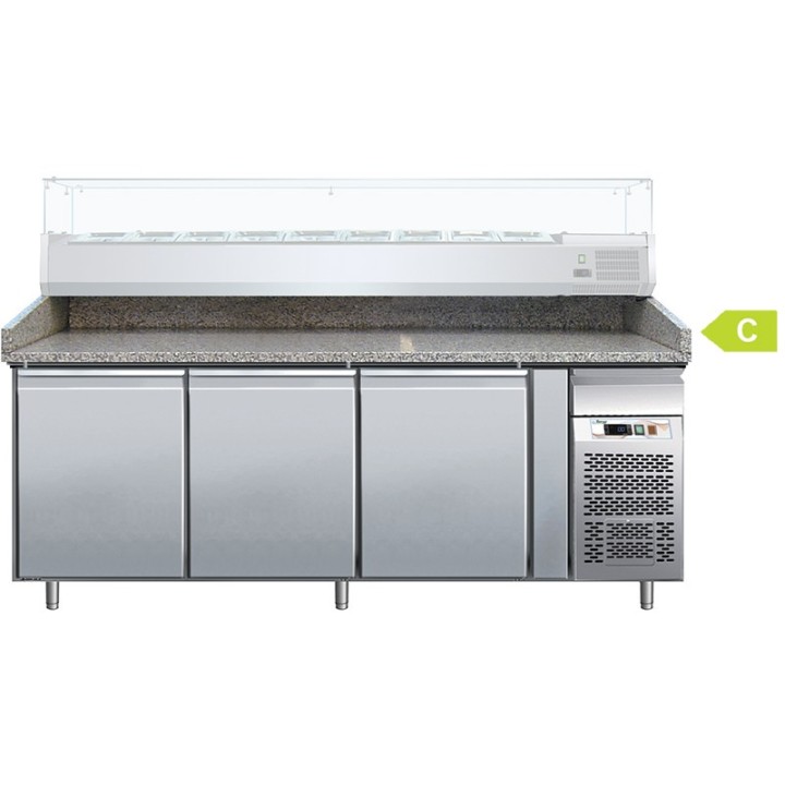 FRIGO TABLE PIZZA - 3 PORTES - PROFONDEUR 800 MM VMPTP23 FORCAR