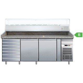FRIGO PIZZA TAFEL - 2 DEUR EN 7 SCHUIVEN - DIEPTE 800 MM VMPTP23CN FORCAR
