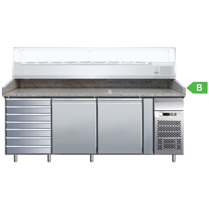 FRIGO TABLE PIZZA - 2 PORTES ET 7 TIROIRS - PROFONDEUR 800 MM VMPTP23CN FORCAR