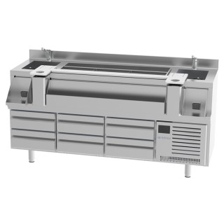 GEKOELDE COCKTAILBEREIDINGSTAFEL, MET 6 GEKOELDE LADEN, L 2000 MM FBST2000R INFRICO