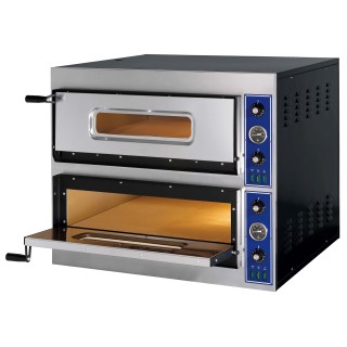 FOUR A PIZZA ELECTRIQUE PROFESSIONNEL, 2 X 6 PIZZA Ø 300 MM, COMMANDES MECANIQUES, TRIPHASE VE66START GGF