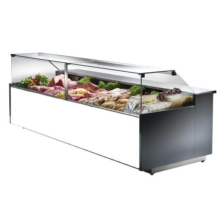 GEVENTILEERDE GEKOELDE TOONBANK (D 1150 MM), RECHTE RUITEN, L 2480 MM FM1025VD TECNODOM