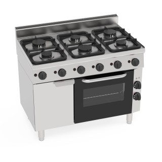 FOURNEAUX GAZ SUR FOUR ELECTRIQUE ET ARMOIRE EG6SFEA65 TECNOINOX