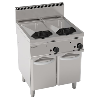 FRITEUSE GAS 2 x 14 L OP GESLOTEN KAST