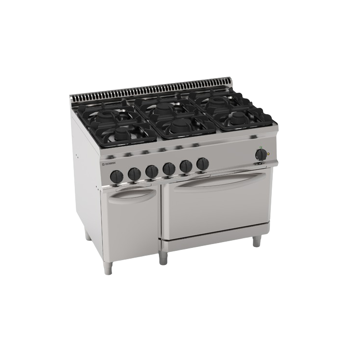6 FEUX GAZ SUR FOUR ELECTRIQUE VENTILE GN 1/1 ET ARMOIRE FERMEE