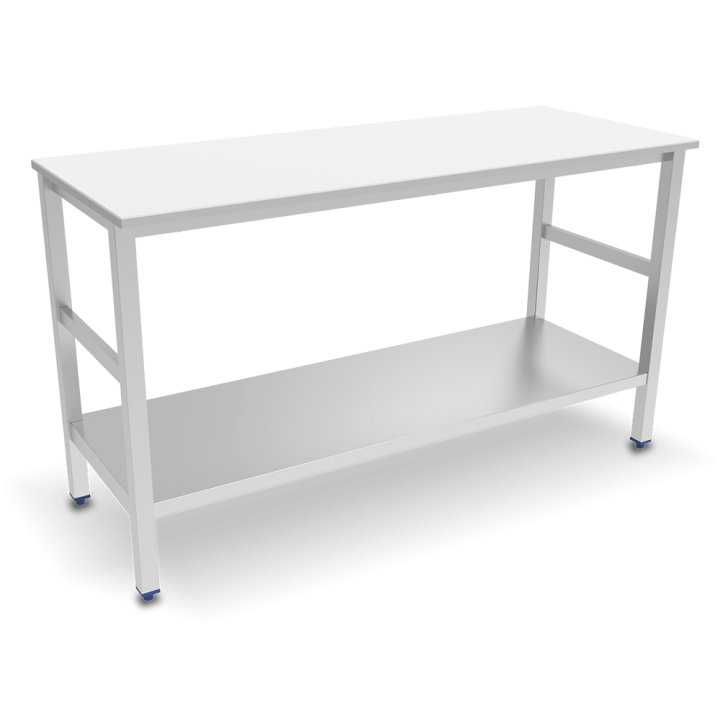 TABLE DE BOUCHERIE AVEC PLAN EN POLYETHYLENE BLANC, L 2000 MM