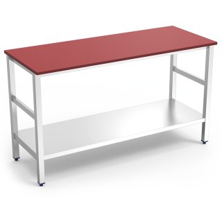 TABLE DE BOUCHERIE AVEC PLAN EN POLYETHYLENE ROUGE, L 1500 MM