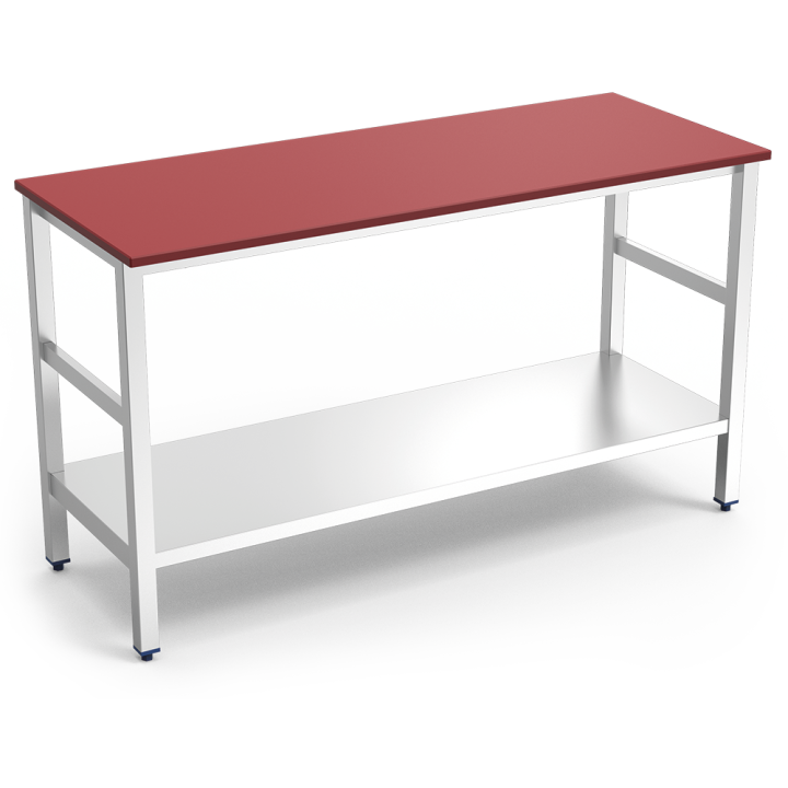 SLAGERTAFEL MET ROOD POLYETHYLEEN BLAD, L 1500 MM