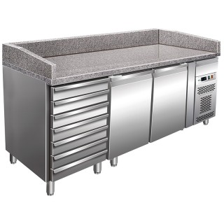 FRIGO PIZZA TAFEL - 2 DEUR EN 7 SCHUIVEN - DIEPTE 800 MM