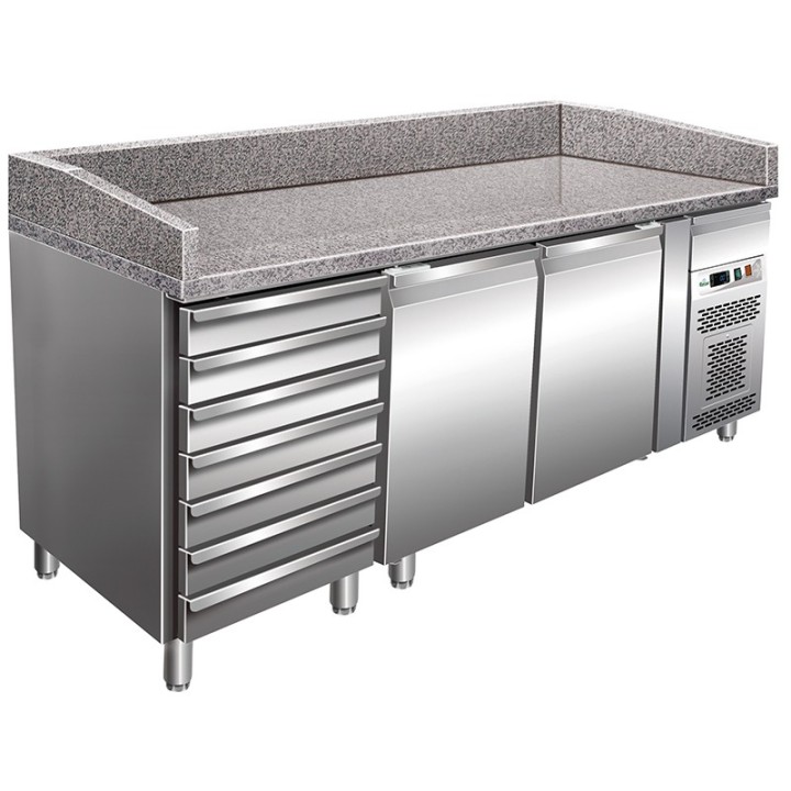 FRIGO PIZZA TAFEL - 2 DEUR EN 7 SCHUIVEN - DIEPTE 800 MM