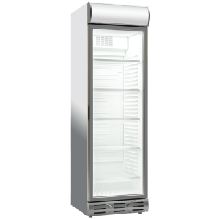 FRIGO VITRINE A BOISSONS, 360 L AVEC BANDEAU PUBLICITAIRE