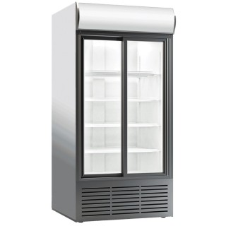 FRIGO VITRINE A BOISSONS, 2 PORTES COULISSANTES, AVEC BANDEAU PUBLI...