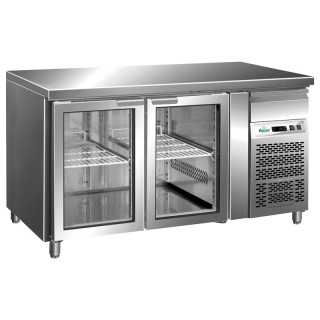 FRIGO TABLE POSITIF - 2 PORTES VITREES - PROFONDEUR 700 MM