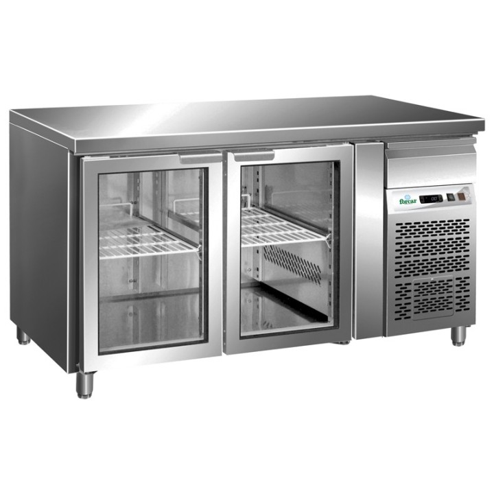 FRIGO TABLE POSITIF - 2 PORTES VITREES - PROFONDEUR 700 MM