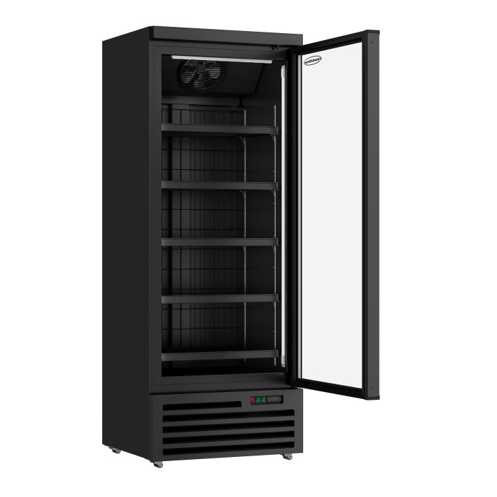 RÉFRIGÉRATEUR 1 PORTE EN VERRE NOIR JDE-600R BL