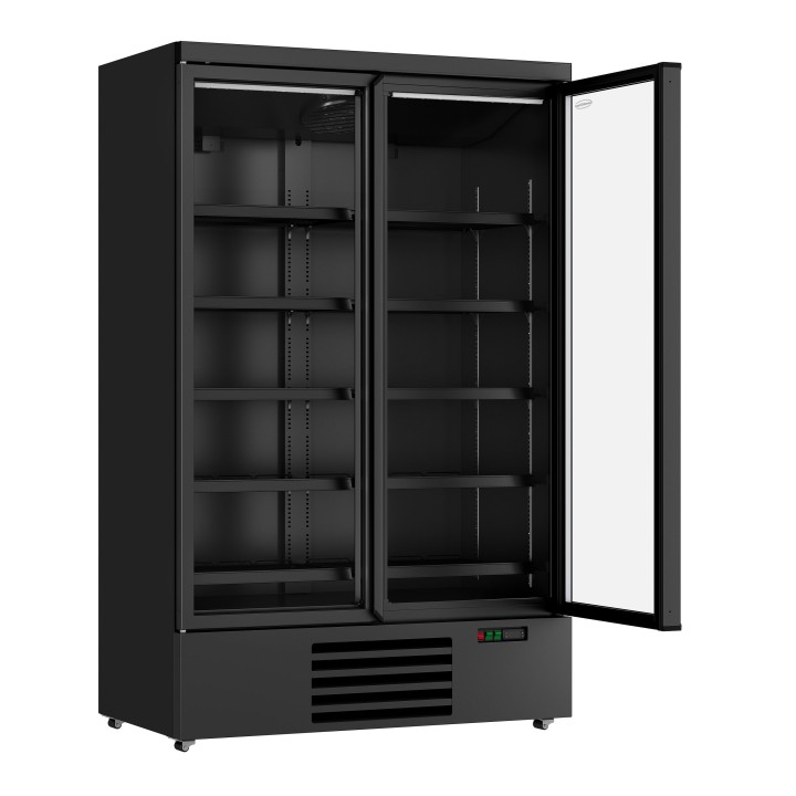 RÉFRIGÉRATEUR 2 PORTES EN VERRE NOIR JDE-1000R BL