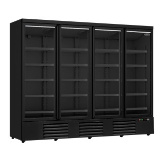 RÉFRIGÉRATEUR 4 PORTES EN VERRE NOIR JDE-2025R BL  *TRANSPORT SUR DEMANDE*