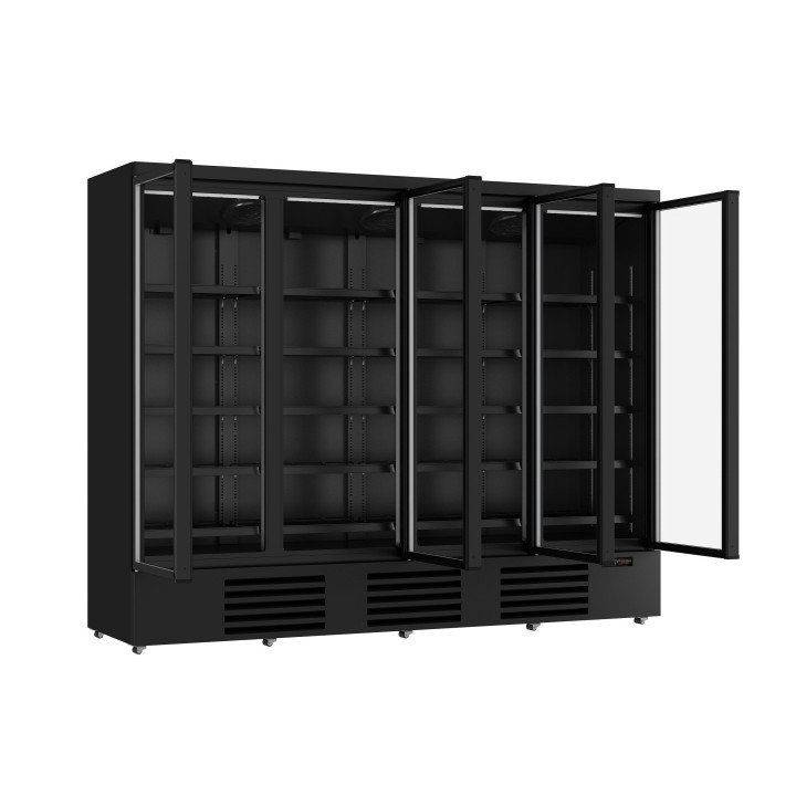 KOELKAST 4 GLASDEUREN ZWART JDE-2025R BL  *TRANSPORT OP AANVRAAG*  **Let op, er is sprake van een hogere inschakelstroom waardoo