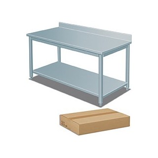 DEMONTEERBARE RVS WERKTAFEL MET ONDERTABLET EN OPSTAANDE BOORD, L 1800 MM JT1KITD-18070 FORCAR