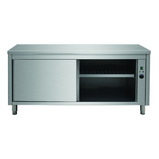 TABLE ARMOIRE CHAUFFANTE INOX, PORTES COULISSANTES, L 2000 MM JTE207