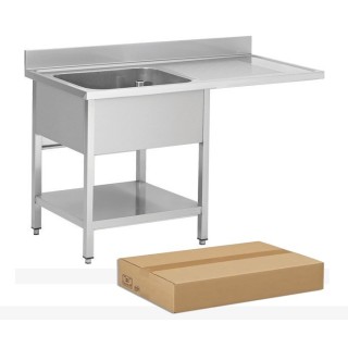 PLONGE INOX DEMONTABLE, 1 BAC EGOUTTOIR A DROITE, AVEC SOUTABLETTE ET ESPACE LAVE-VAISSELLE, L 1200 MM JPG1KIT-120701LVD FORCAR