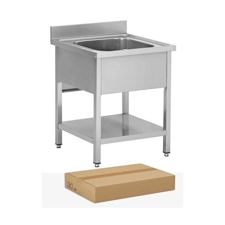 PLONGE INOX DEMONTABLE, 1 BAC SANS EGOUTTOIR, AVEC SOUTABLETTE, L 700 MM JPG1KIT-070701 FORCAR