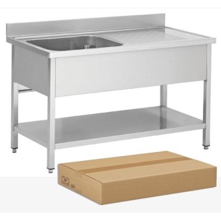 PLONGE INOX DEMONTABLE, 1 BAC EGOUTTOIR A DROITE, AVEC SOUTABLETTE, L 1000 MM JPG1KIT-100701D FORCAR